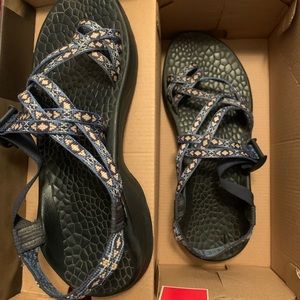 Blue/Yellow Tribal Print Chacos